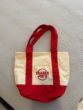 Red & Cream Canvas Tote Bag